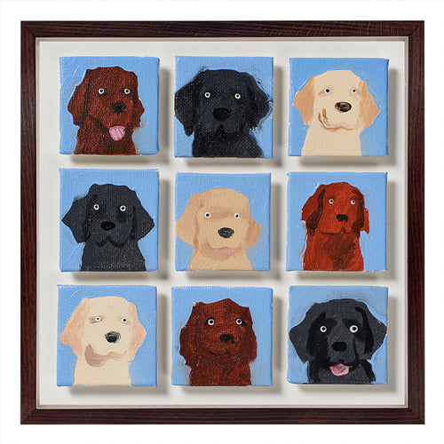 9 Labradors, painting by Holly Frean for Shop Kit Kemp, original artwork.