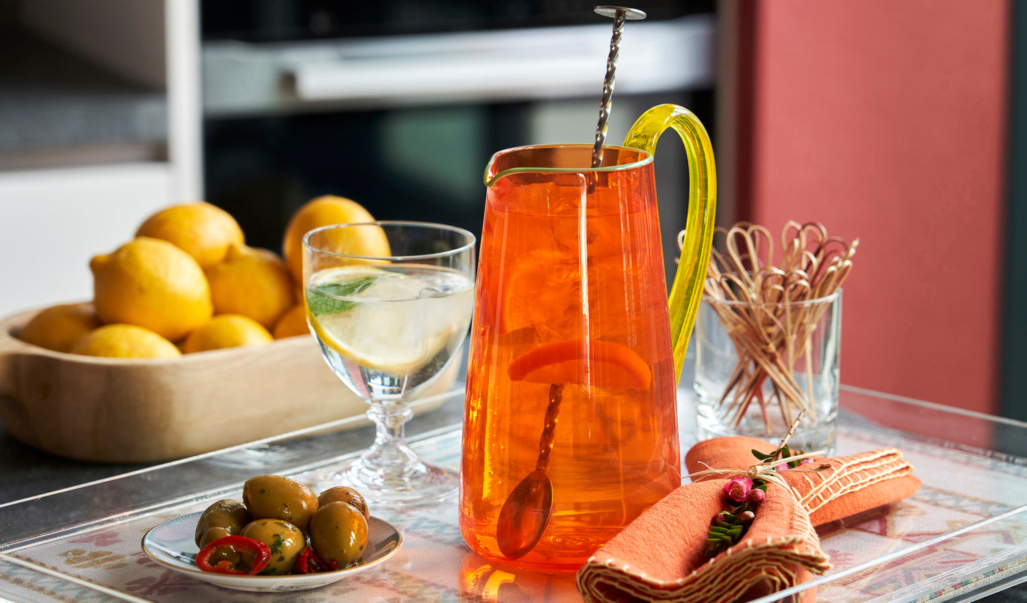 Kit Kemp handblown glass jugs and glassware collection