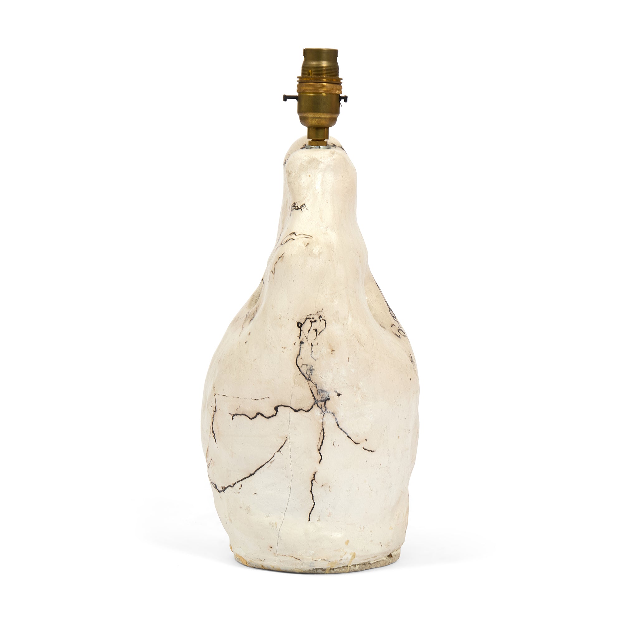 Unique Raku-Fired Ceramic Table Lamp (Sister Three) with custom Hagstone texture. Exclusively at Shop Kit Kemp.