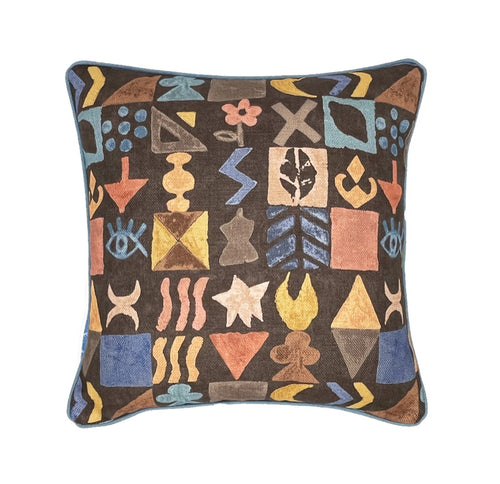 Potato Print Chocolate Cushion