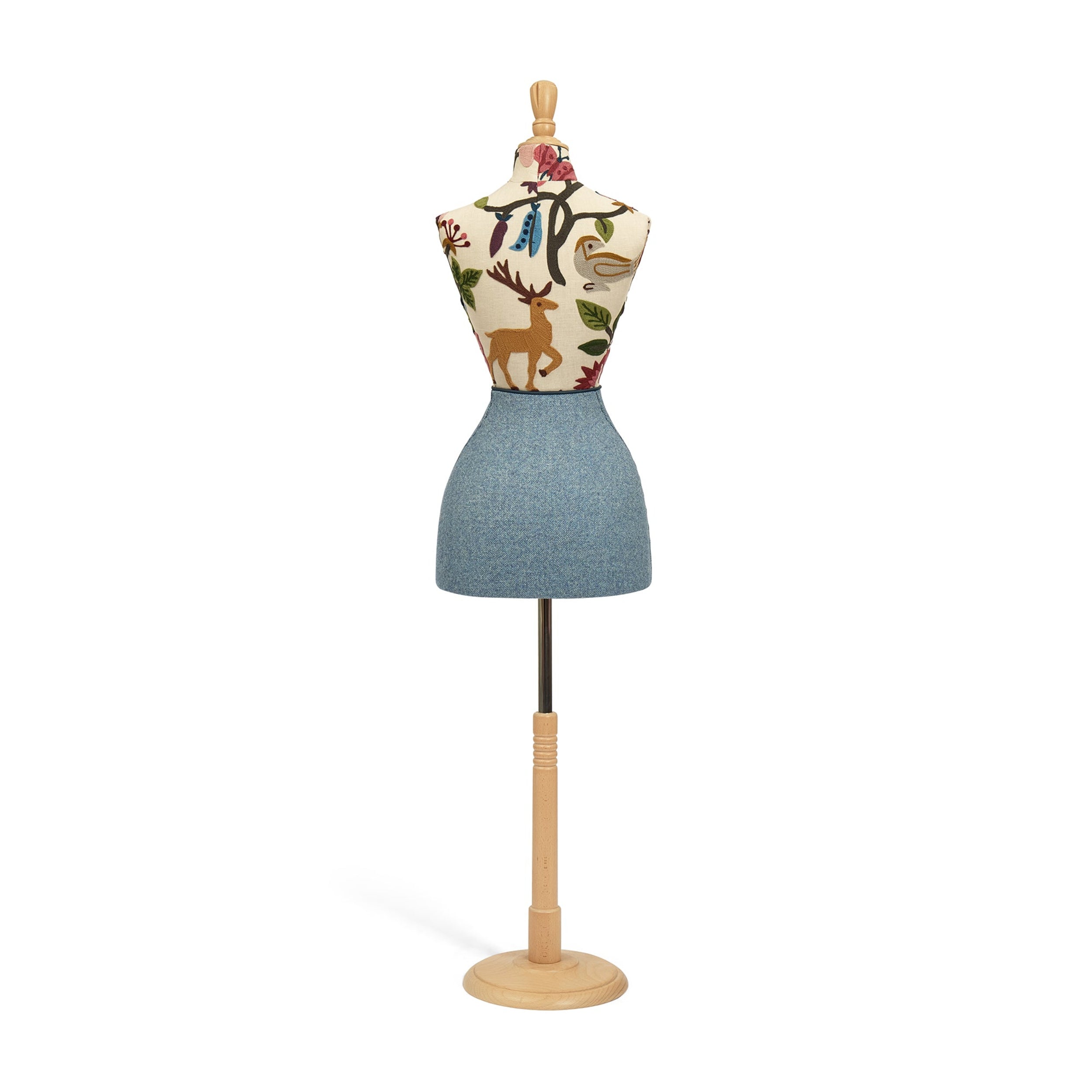 Mannequin torso with deer design on a white background