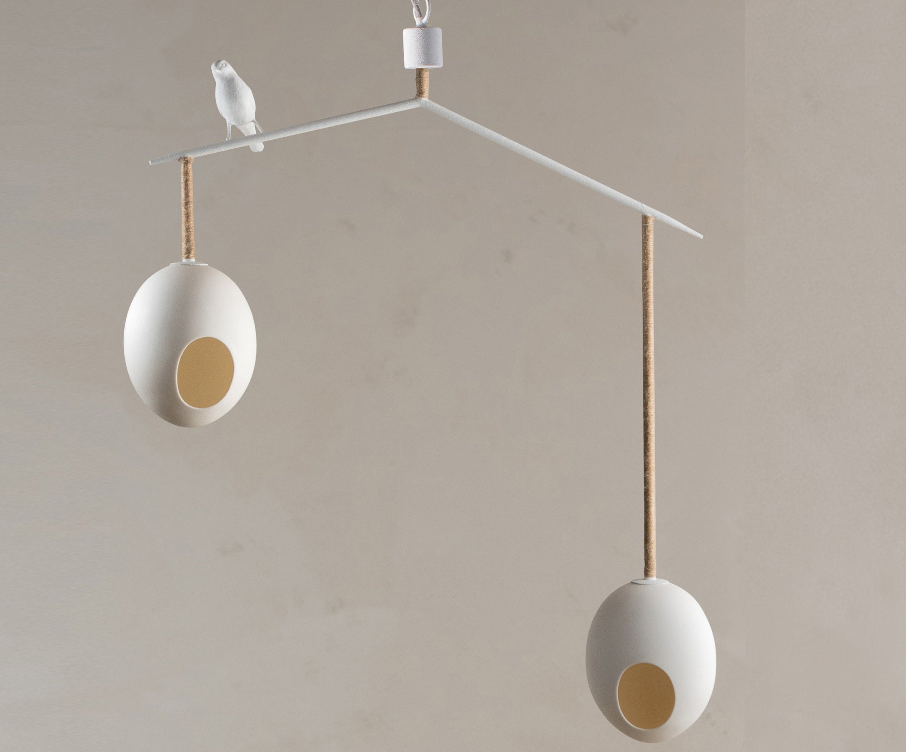 White Cloudy Robin Chandelier