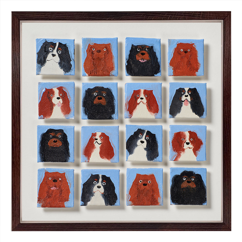 16 Cavalier King Charles Spaniels painting by Holly Frean for Shop Kit Kemp, original artwork.