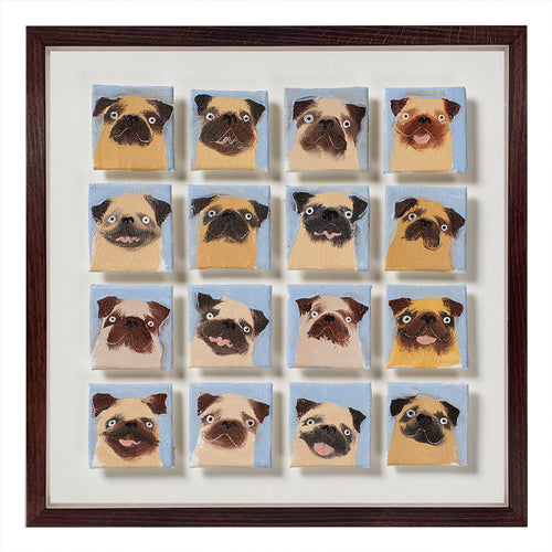 16 Pugs Fawn, painting by Holly Frean for Shop Kit Kemp, original artwork.