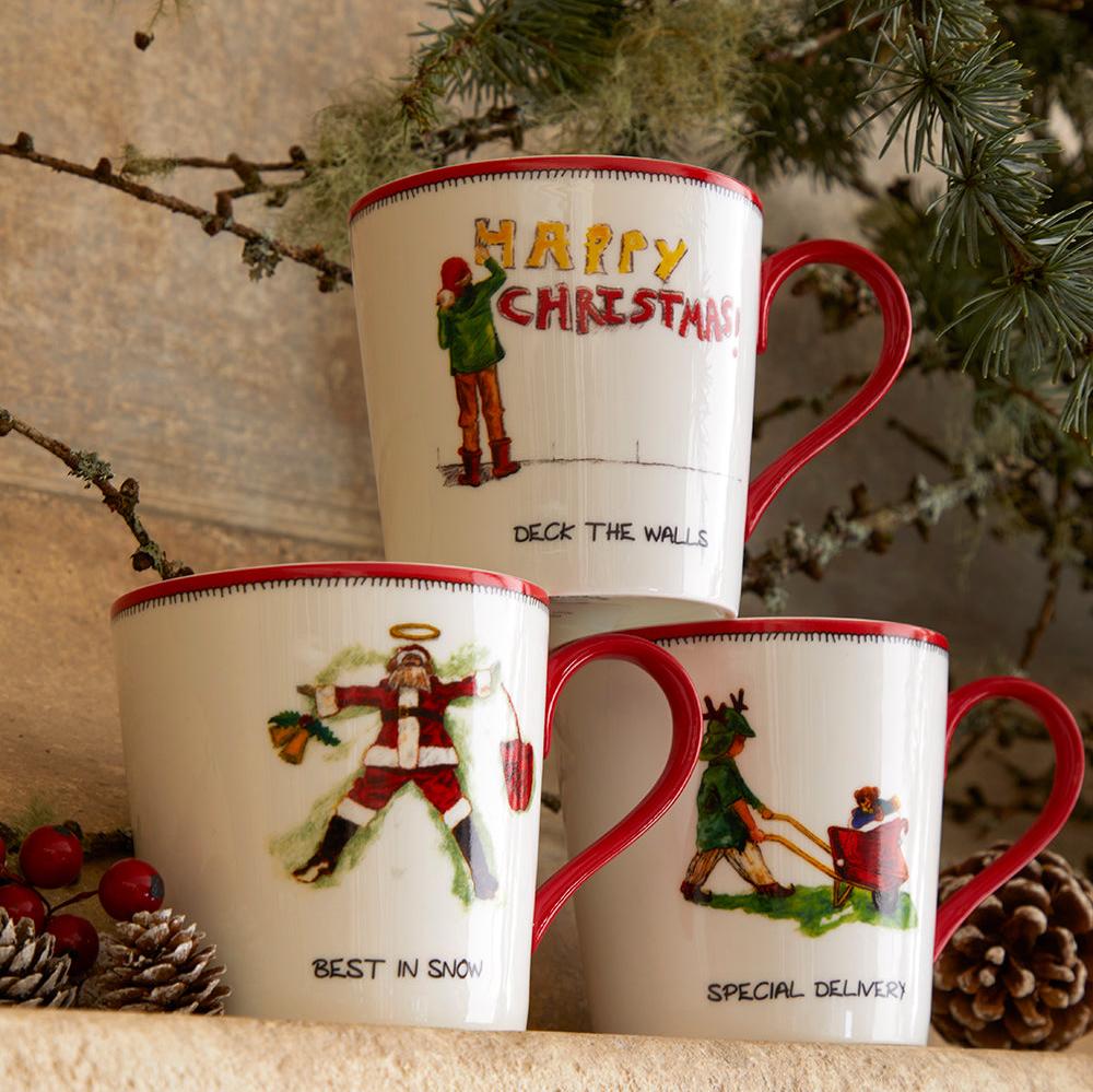 Christmas and festive season gifting, tea and coffee mugs by Willow Kemp for Shop Kit Kemp.