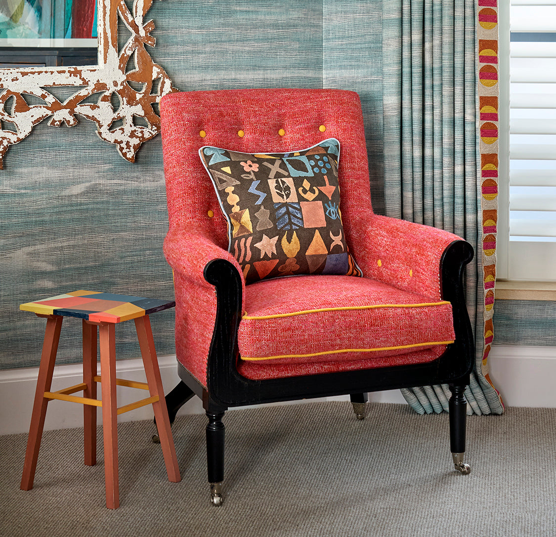 Potato Print Chocolate Cushion