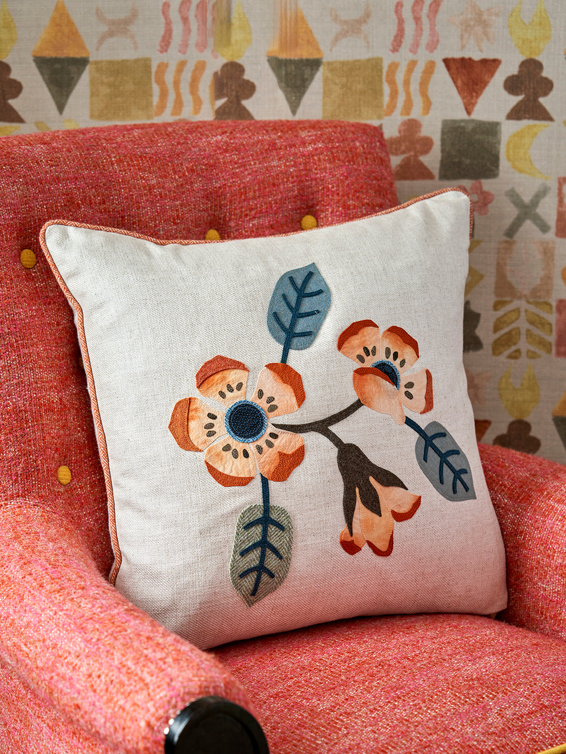 Flower Power Orange Cushion