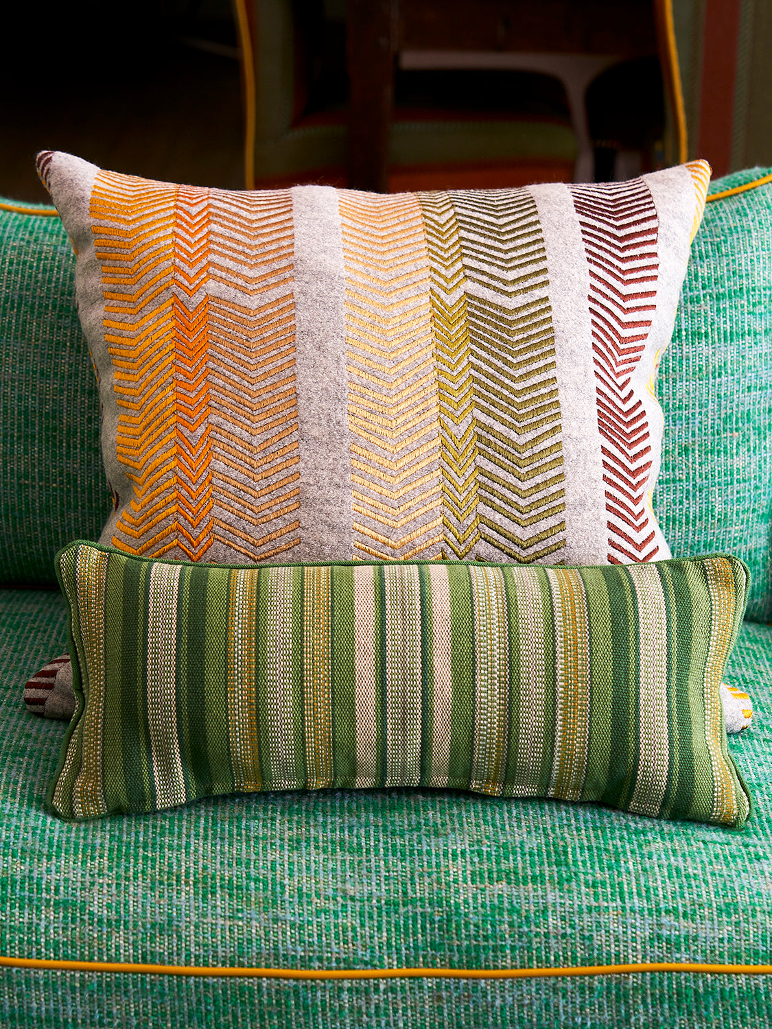 Rainstorm Green Bolster Cushion