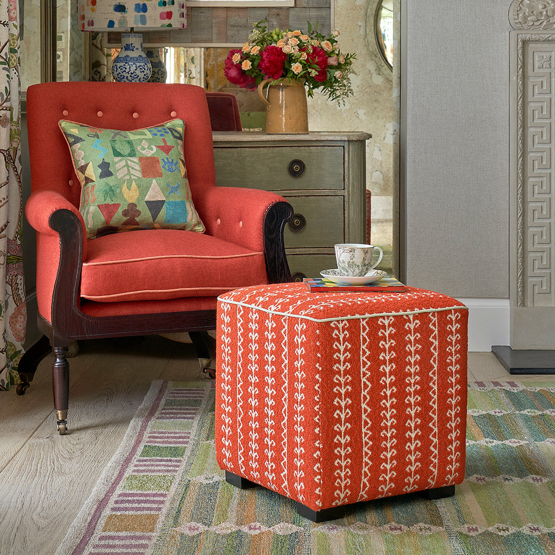 Cube Stool - Little Weed Orange