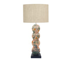 A hand painted 4 disk table lamp by Melissa White in Kit Kemp Mythical Creatures design. 
