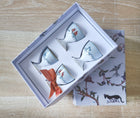 Kit Kemp for Wedgwood. Four of Sailor's Farewell egg cups in a colourful presentation box.