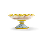 Decorative ceramic bowl with scalloped edge and yellow accents, artwork piece A Coat of Arms for Menopause, exclusively at Shop Kit Kemp