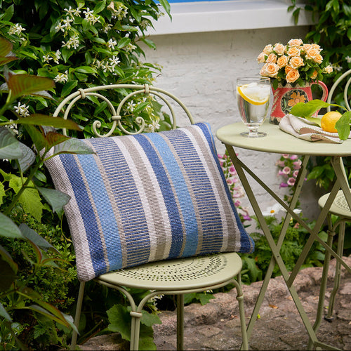 Kit Kemp for Annie Selke cushions with indoor to outdoor in Always Greener Navy fabric.