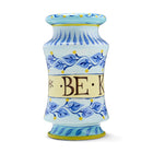 Decorative Albarello jar by Katrin Moye, titled Be Kind, part of four artworks inspired by John Wesley and Michael Moseley. 
