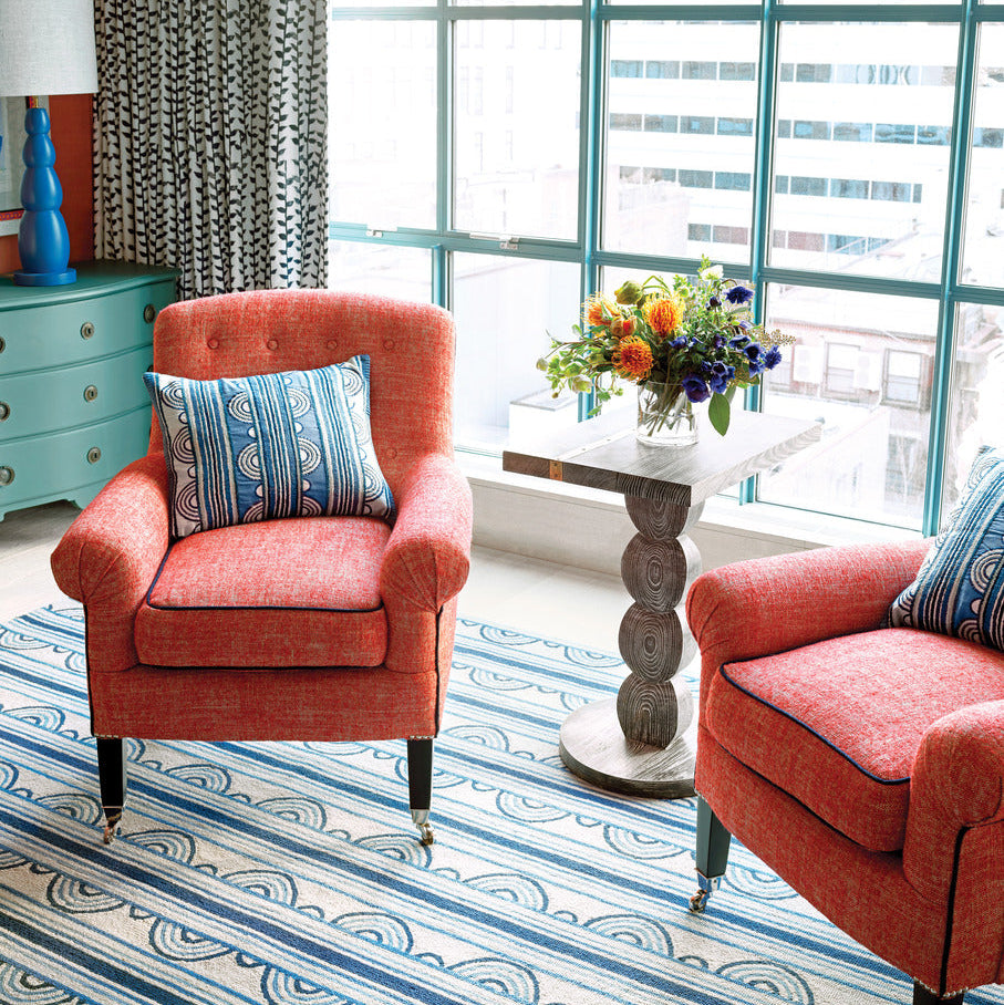 Button French Blue Rectangular Cushion