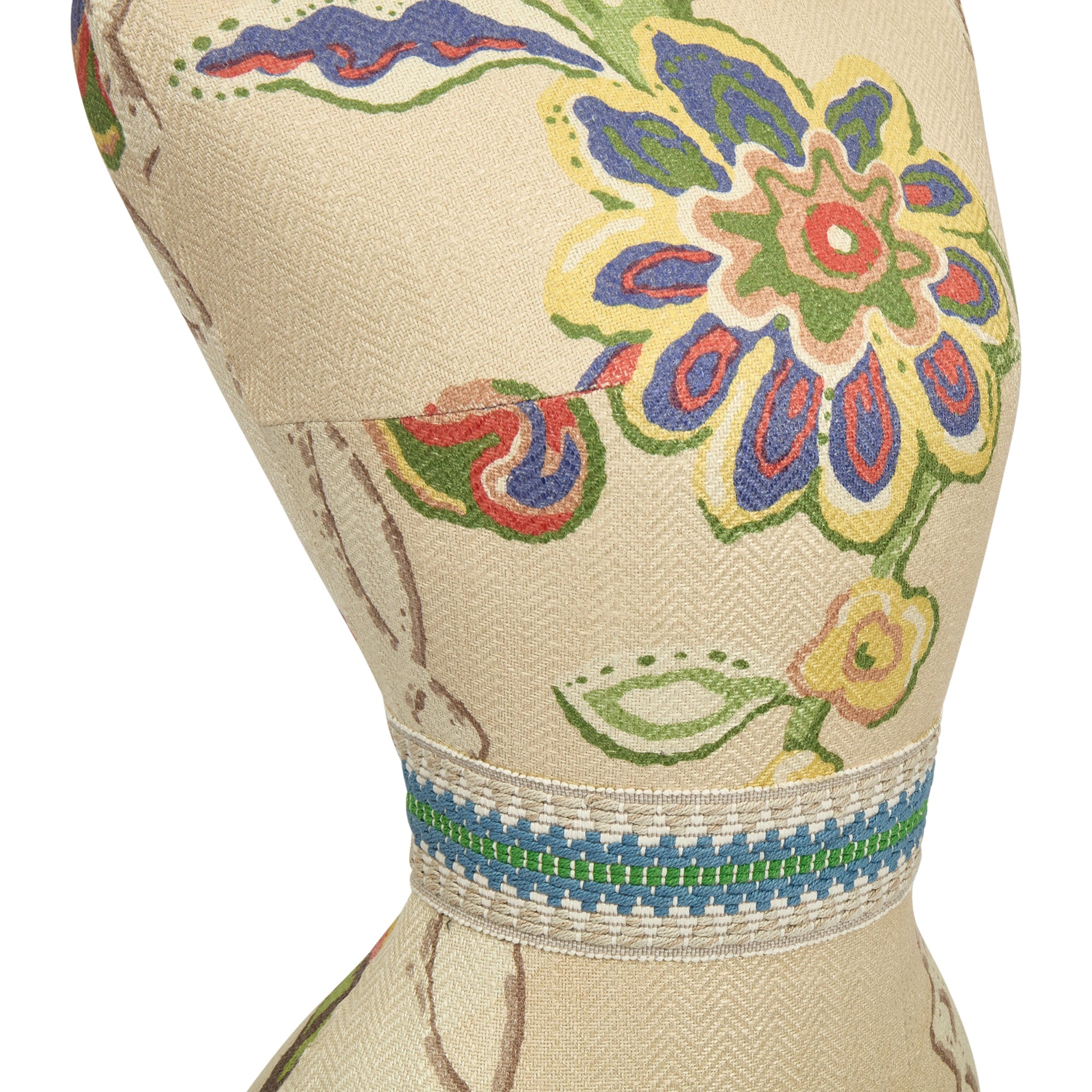 Decorative headrest cover with floral patterns on a white background