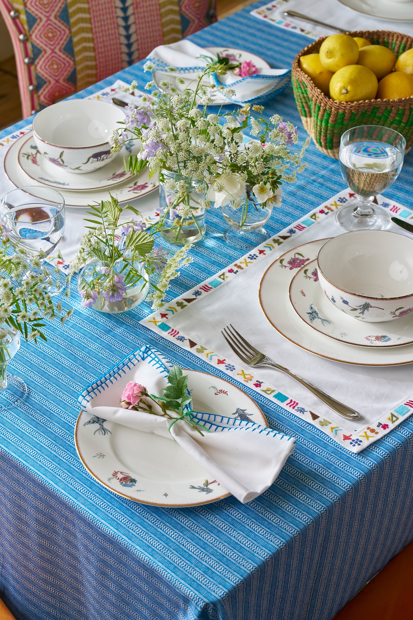 Set of 6 Checkmate Embroidered Placemats