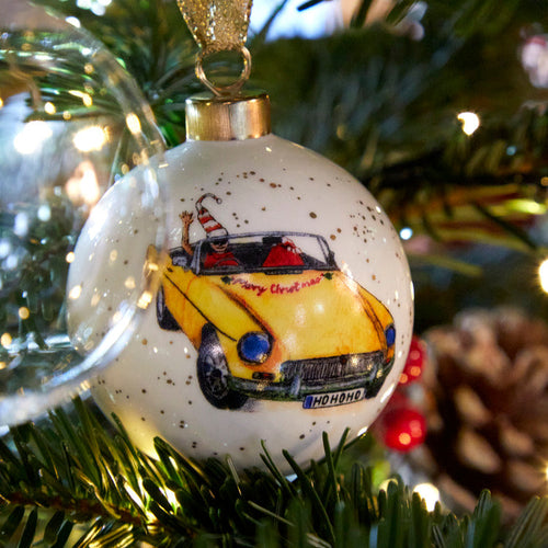 Fine china bauble ornament Christmas Cruising by Shop Kit Kemp adds festive and fun detail to any Christmas decoration, designed by Willow Kemp for Spode.