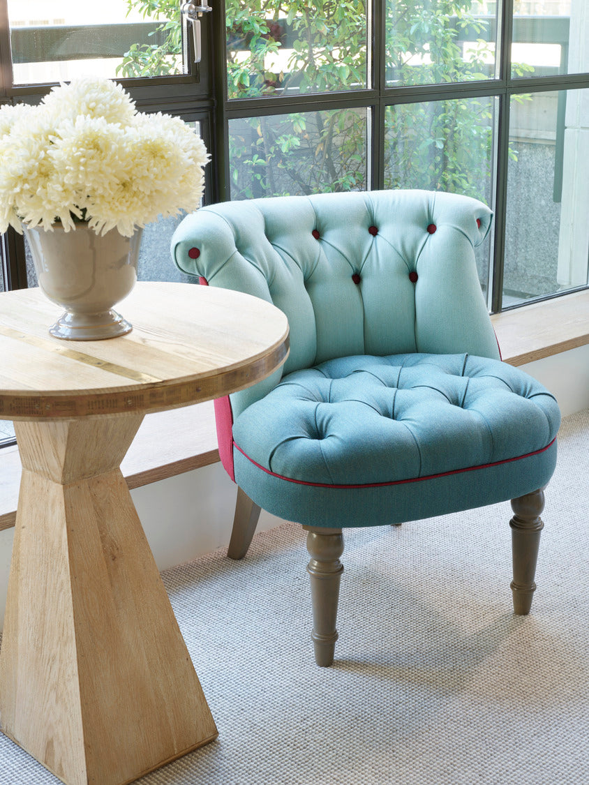 The Whitby Hotel design featuring the Shop Kit Kemp Circular Ruler Side Table forms a sculptural feature to any seating area.