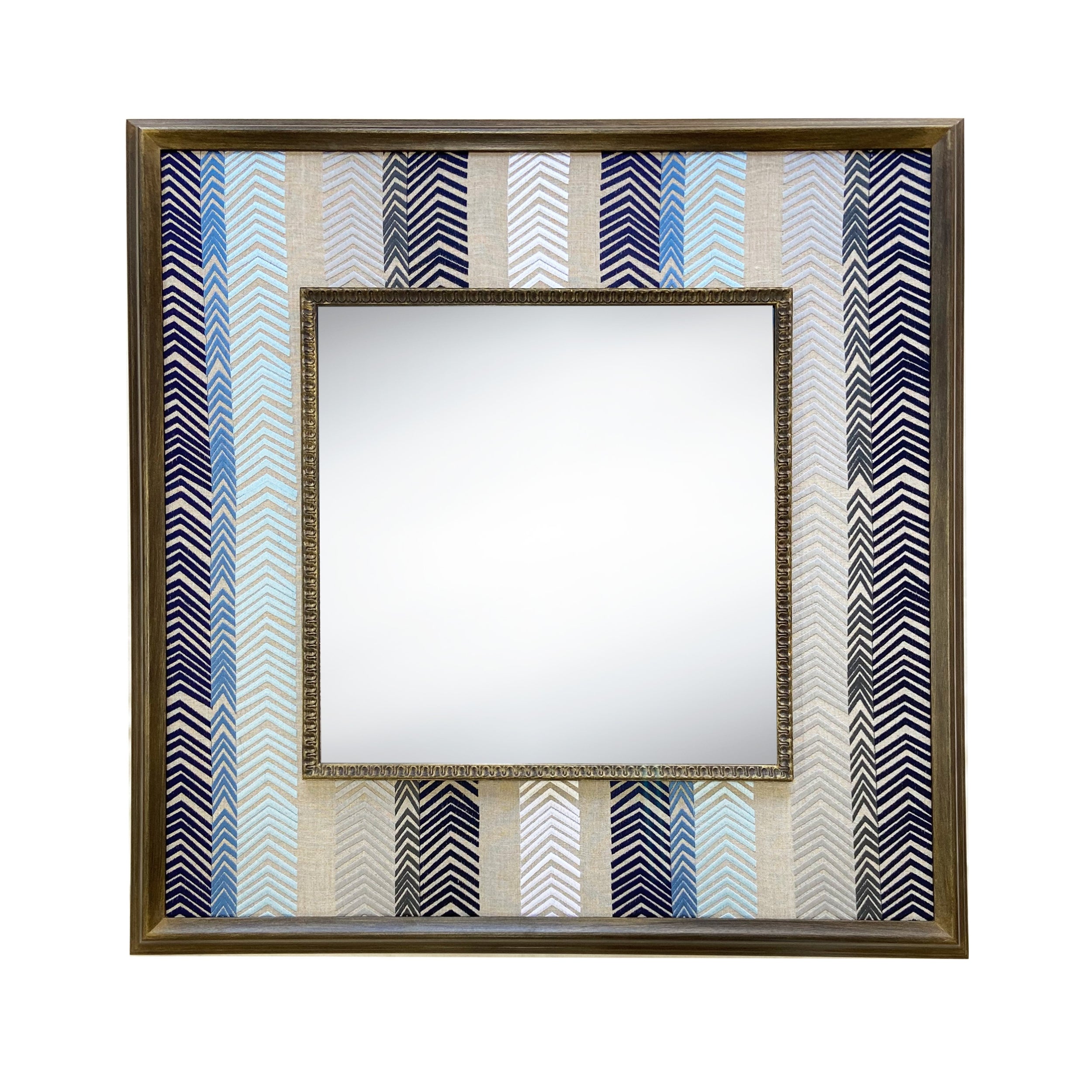 Blue Bookend Fabric Mirror