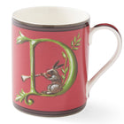 The green D on this red mug forms an ideal resting point for our, trumpet carrying hare to herald the morning's news. Presented in brightly coloured gift boxes, they make an ideal gift for anyone