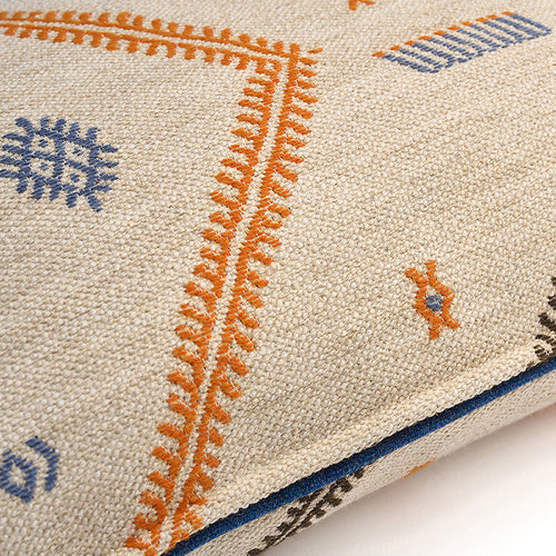 Diego Sand Rectangular Cushion - Blue Piping