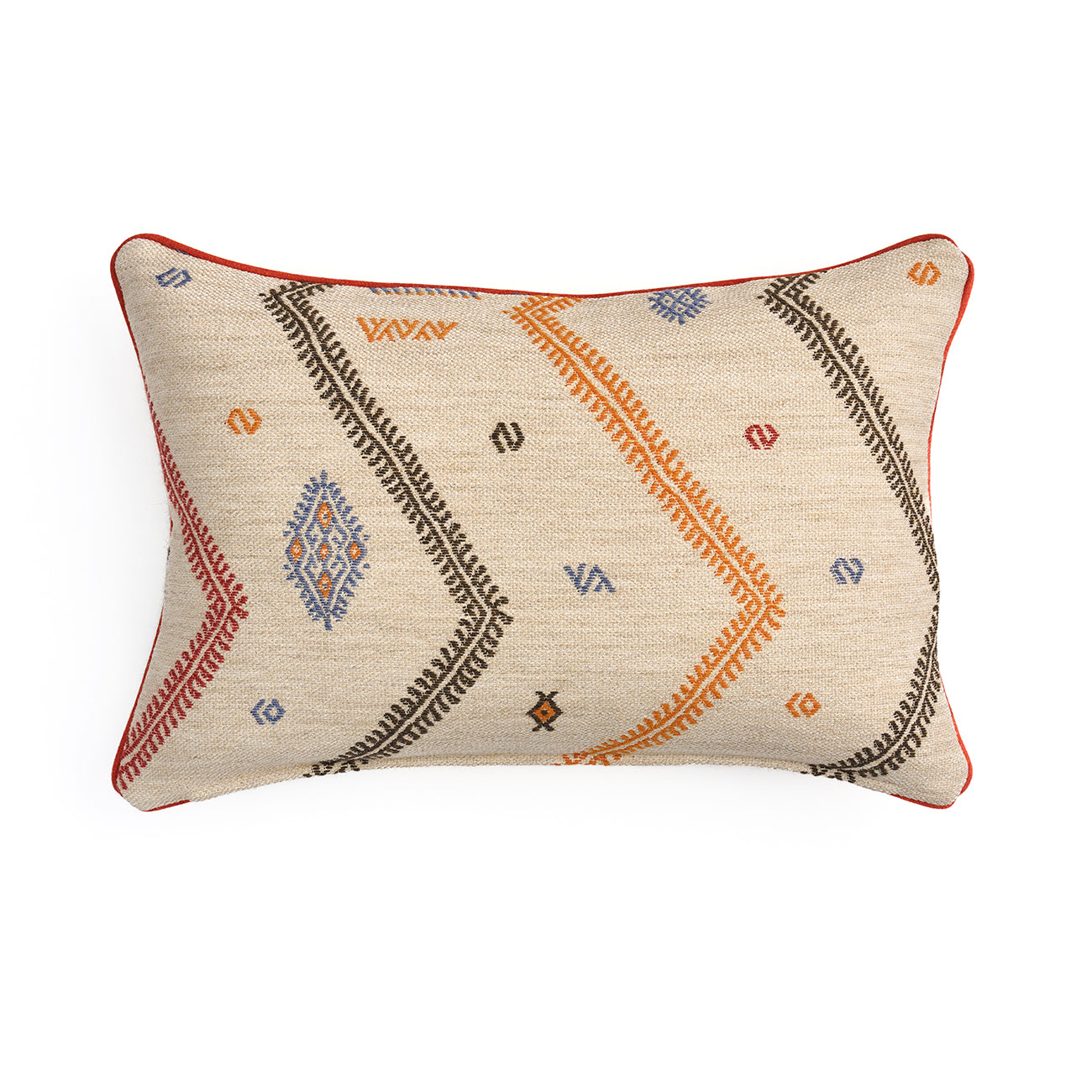 Diego Sand Rectangular Cushion - Orange Piping