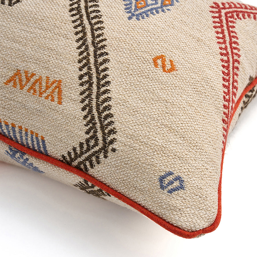 Diego Sand Rectangular Cushion - Orange Piping