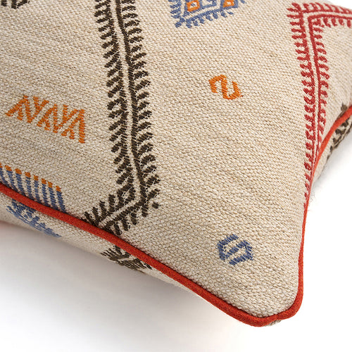 Diego Sand Rectangular Cushion - Orange Piping