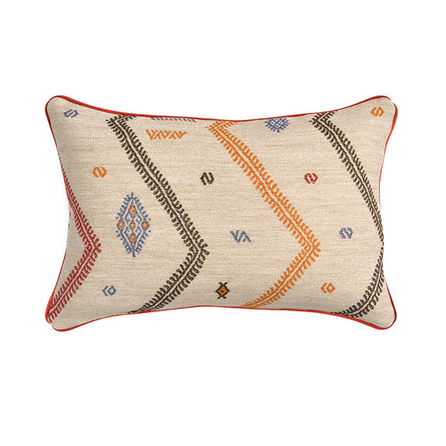 Diego Sand Rectangular Cushion - Orange Piping