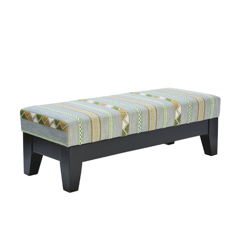 End of bed stool is bench style upholstered furniture piece, featuring the weave fabric by Kit Kemp for Christopher Farr. Made to order, this piece can be customised to size.