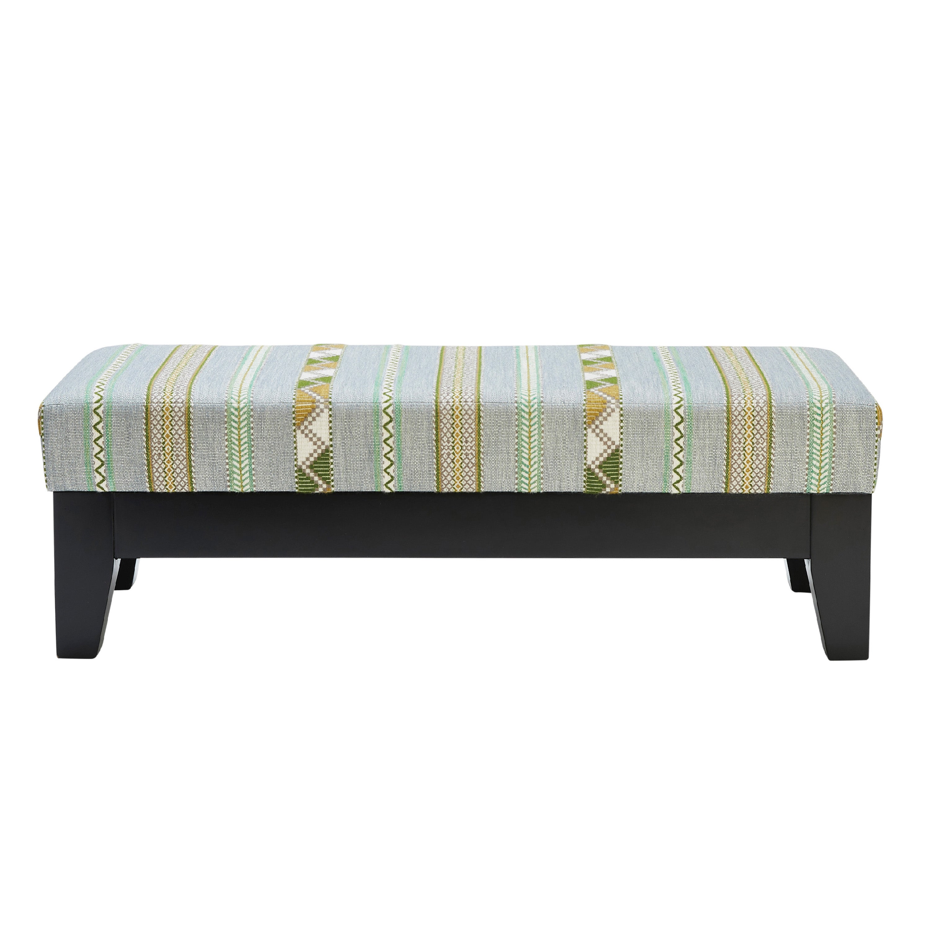 Ella end of bed stool in Ribbon Weave fabric with solid wood frame