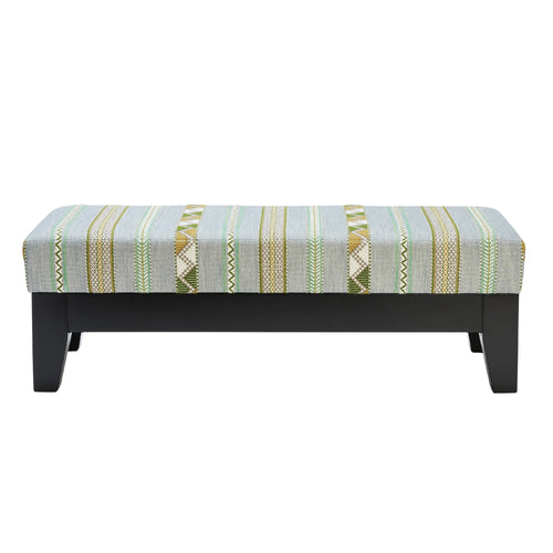 Ella end of bed stool in Ribbon Weave fabric with solid wood frame