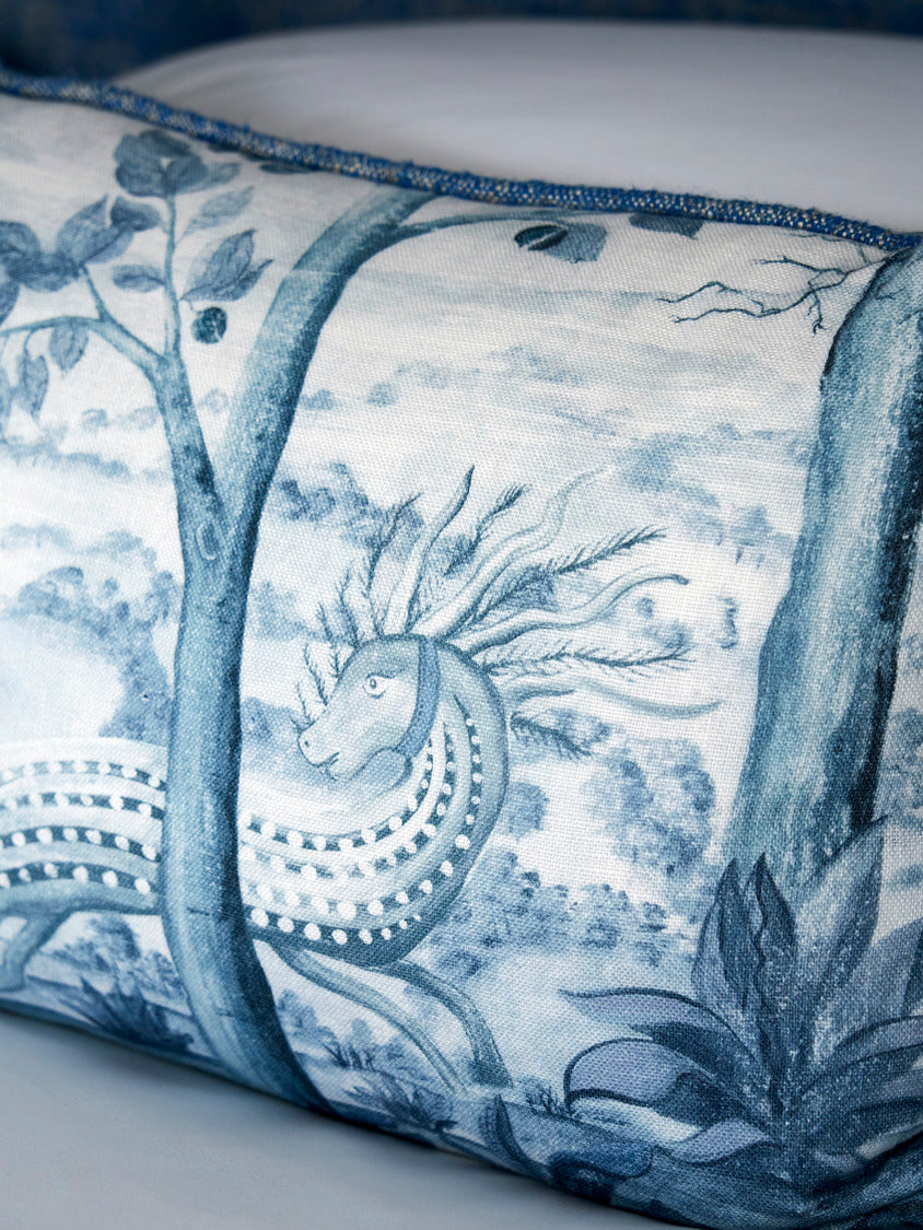 Tall Trees Delft Blue Rectangular Cushion