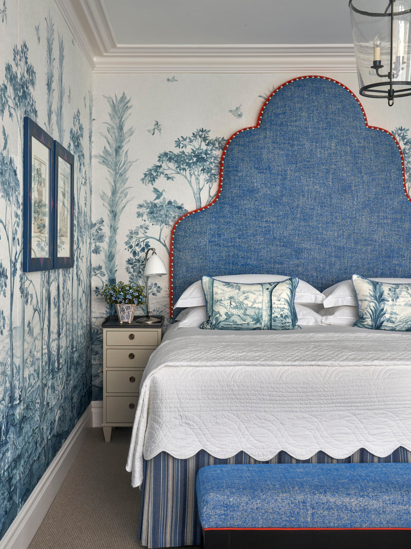 Tall Trees Delft Blue Rectangular Cushion