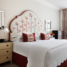 Falling leaves headboard in onion shape by kit kemp, as featured in the Whitby hotel in New York, created by Kit Kemp