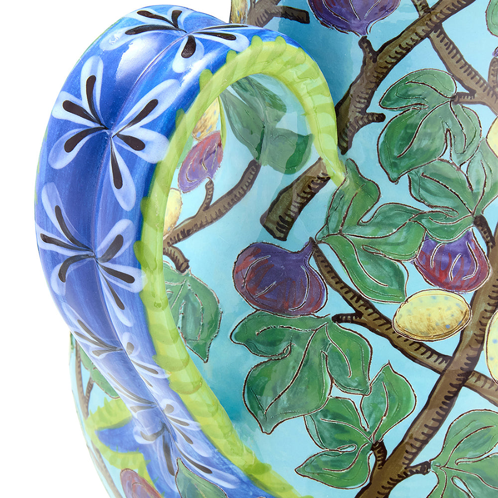 Close up on handle detail and skilful pottery technique, part of Figs and Eggs artwork by Katrin Moye. 