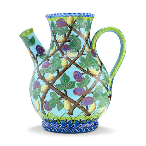 Very large jug titled Figs and Eggs by Karin Moye, exclusively at Shop Kit Kemp