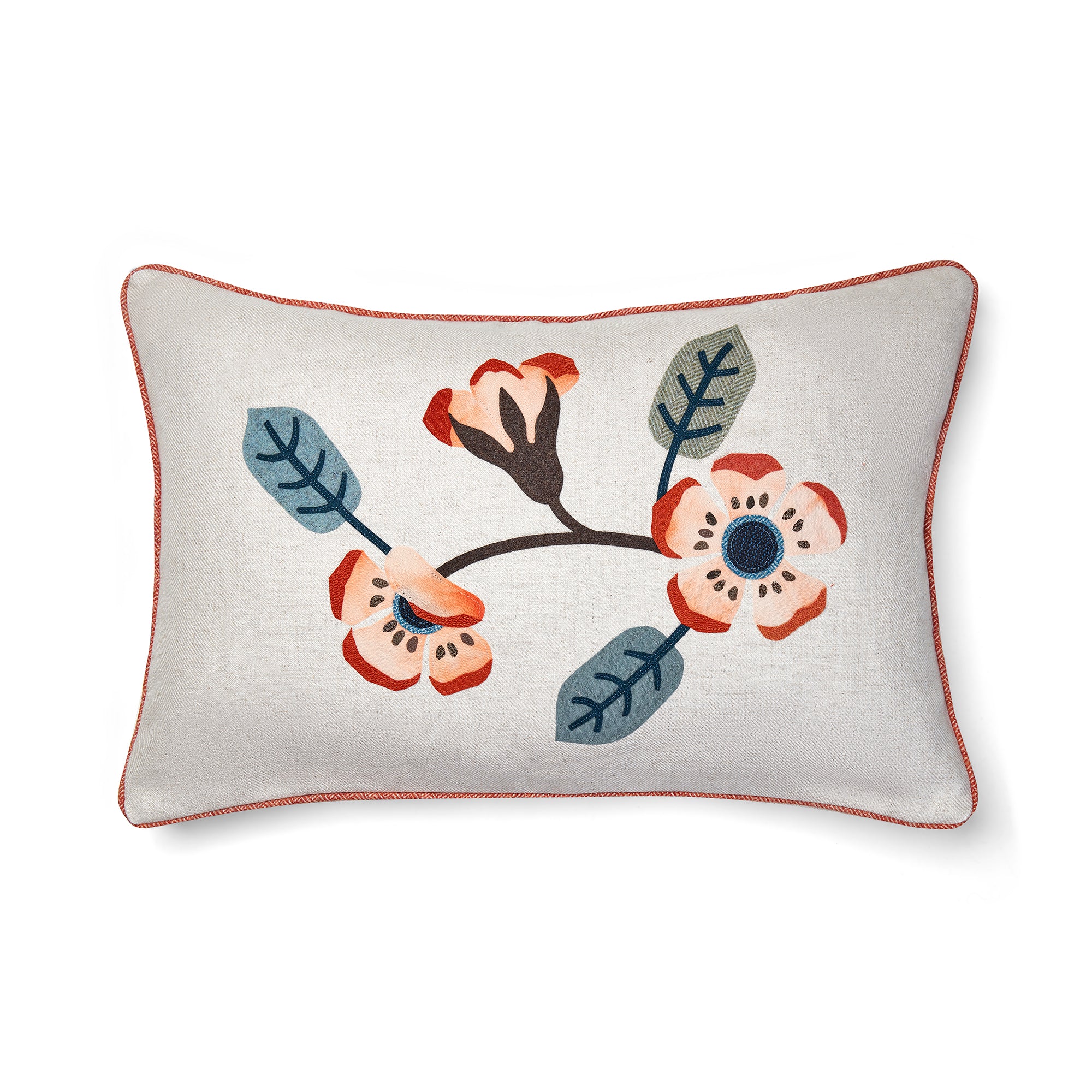 Flower Power Orange Rectangular Cushion