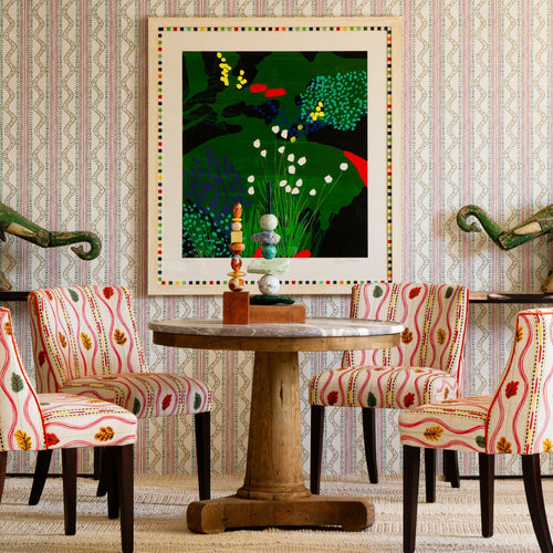 Flow Millstream wallpaper by Kit Kemp in collaboration with Andrew Martin, a modern take on horizontal lines with hand-printed quality. 