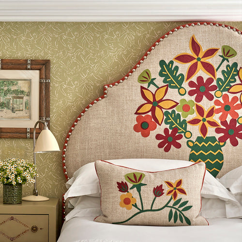 A signature interior statement in every Firmdale hotel room, the headboards by Shop Kit Kemp can be made bespoke with Kit Kemp fabrics and applique details.