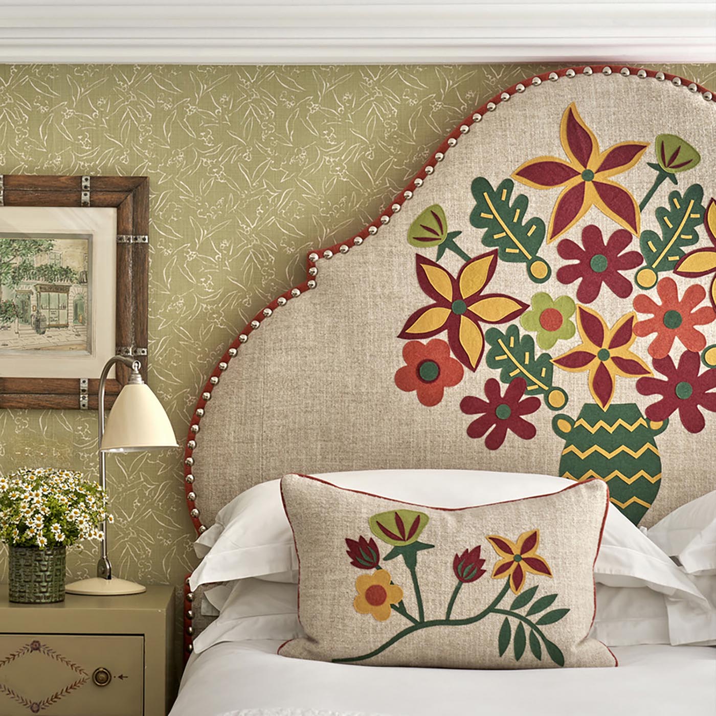 Floral Vine Appliqué Cushion West Bloom