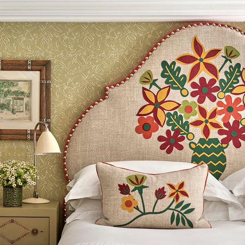 Floral Vine Appliqué Cushion West Bloom