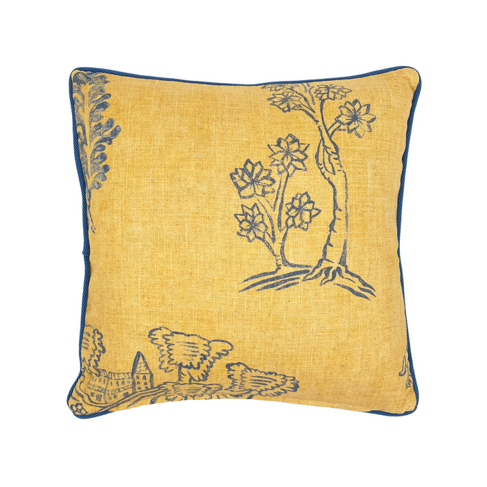 Friendly Folk Provencal  Yellow Cushion