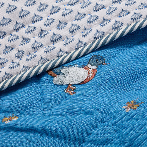 Garden Shed Quilted Bedspread - Blue