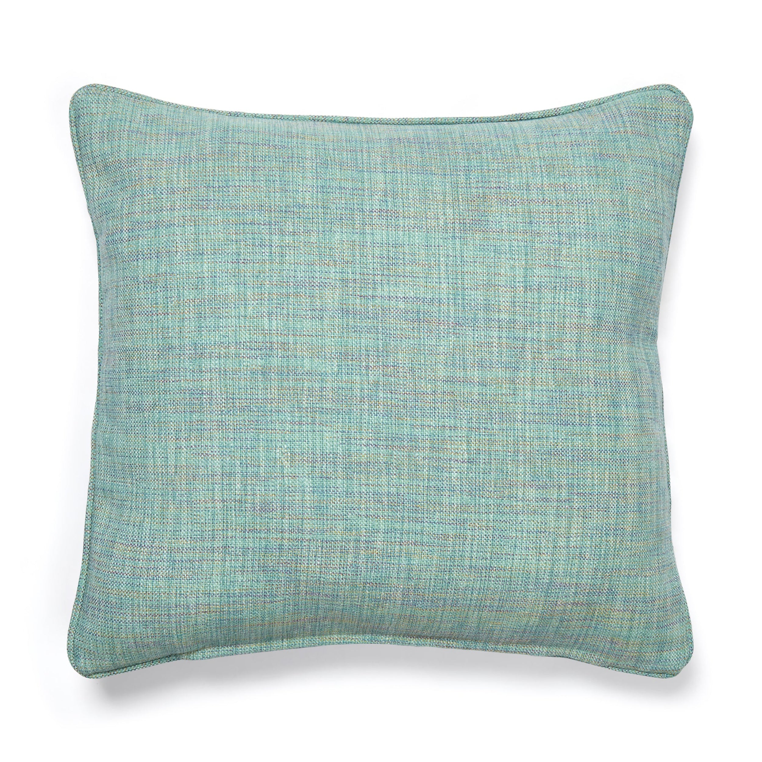 Teal textured pillow on a white background