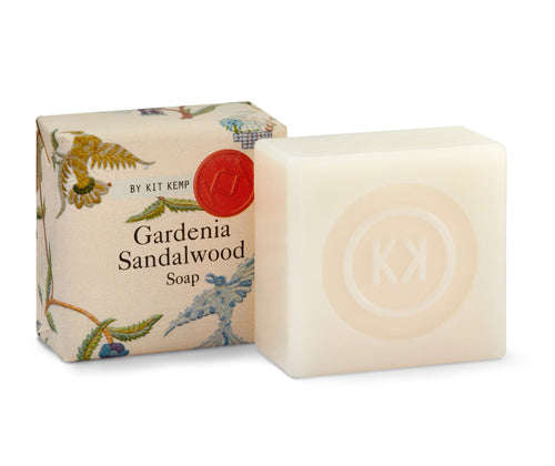 Soap combines gardenia blossom, fresh green-leaves and lilies for a scent that transports you to warmer times. Wrapped in cream waxed paper, adorned with Kit's signature Mythical Creatures design. 