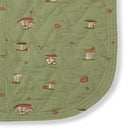 Close-up of the quilted linen reverse of the Good Trip Quilted Bedspread in Green, highlighting the refined stitching, luxurious texture and exceptional craftsmanship by Kit Kemp.