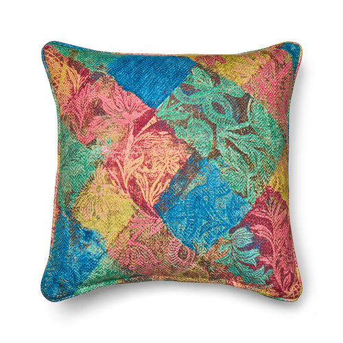 Statement cushion in Kit Kemp's Harlequin Chilli Pepper print. The unique layered diamond pattern, which skilfully combines florals and geometrics with a painterly texture, makes a truly memorable design investment.