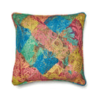 Highly versatile cushion in Harlequin Chilli Pepper. The complex, multi-hued layered diamond design brings a rich, dynamic texture that allows it to anchor or blend seamlessly with both solid furnishings and intricate room patterns. Exclusively at Shop Kit Kemp.